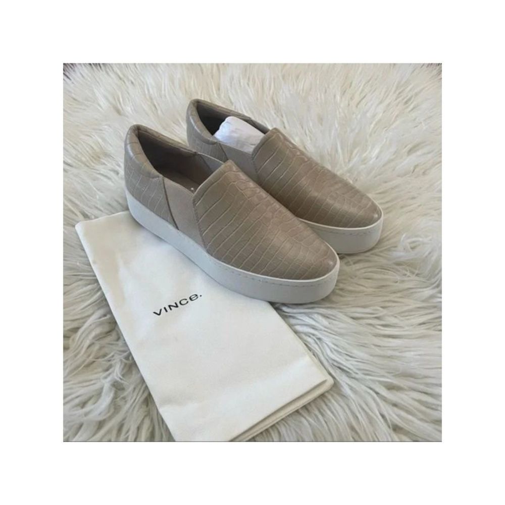 VINCE. Womens Cobblestone Beige Warren Platform Leather Walking Shoes 8 M